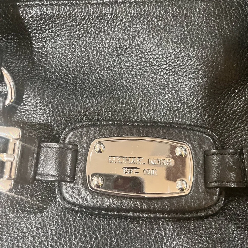 Michael Kors Black Leather Bag with Silver Hardware - Picture 3 of 6
